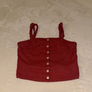 AE women’s XS super soft maroon Button-Up Crop Top
